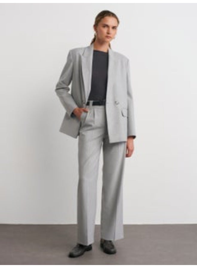Dilvin 71550 Belted Smart Trousers-Light Grey - Image 5